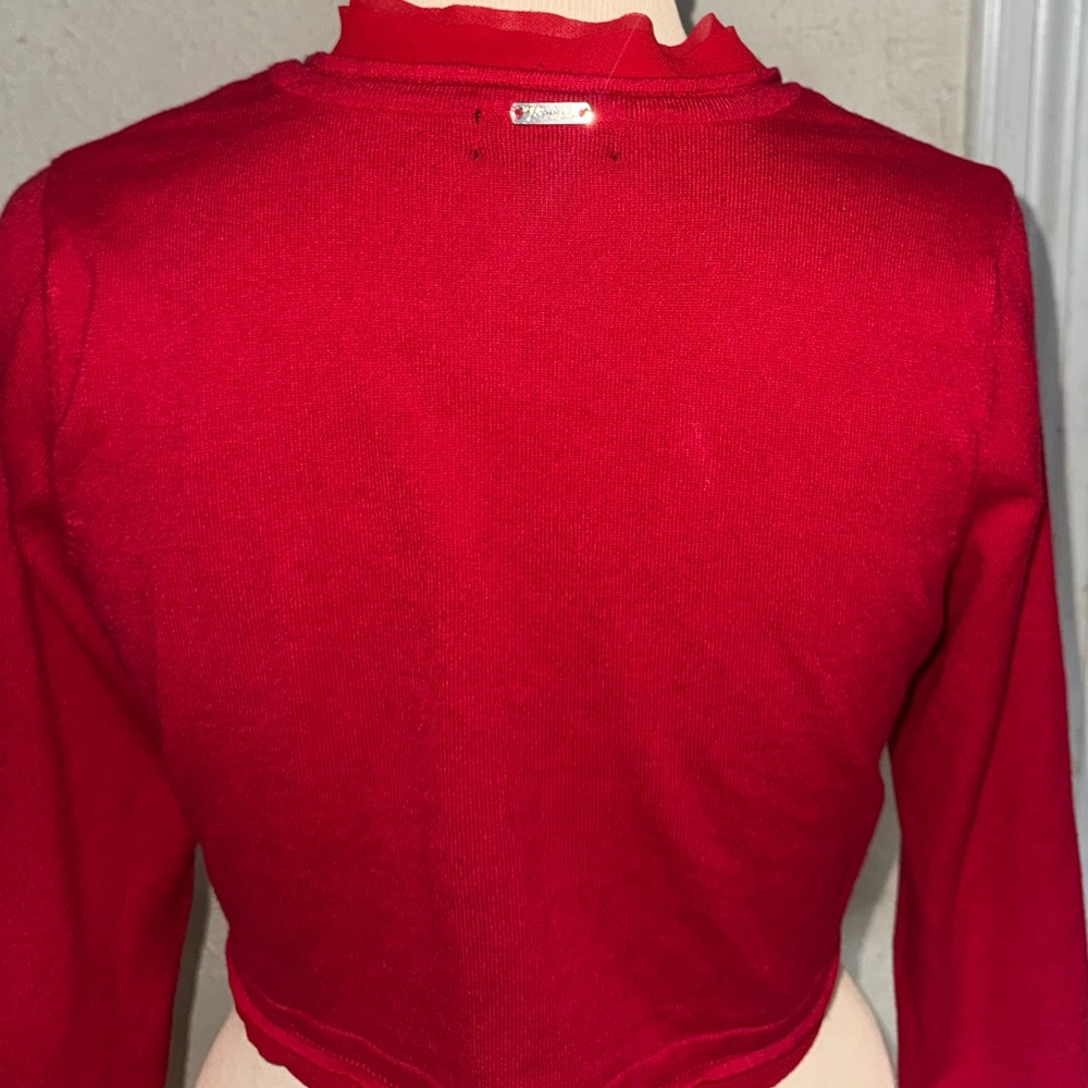 Thalia Sodi Red Sweater Cardigan 3/4 sleeve size L - Picture 7 of 8